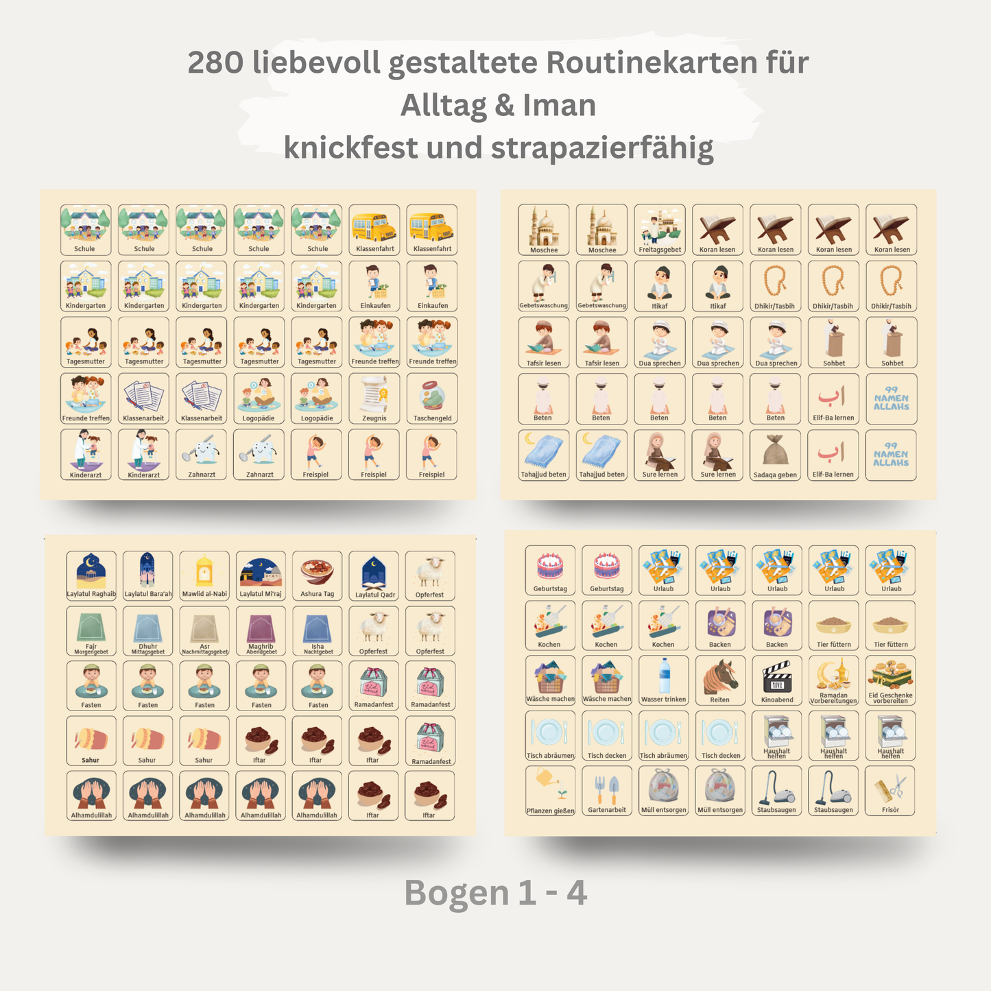 Ramadan Wochen- & Tagesplaner Bundle Kinder mit 280 Klett-Routinekarten | Islamisches Aktivitäts-Set | BALLONTRÄUME